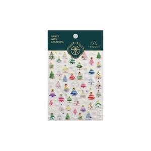 3D embossed Christmas nail stickers with colorful tree patterns and star motifs