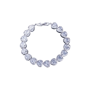 Elegant silver heart bracelet for women featuring sparkling white cubic zirconia stones