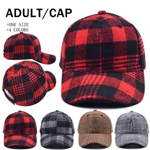 Christmas Buffalo Plaid Baseball Cap Adjustable Curved Brim Cotton Polyester Warm Outdoor Winter Hat For Men Women