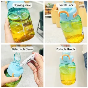 700ml Tritan sports water bottle with gradient color, straw, and measurement markings