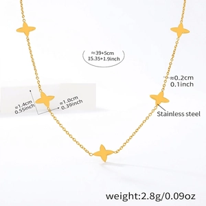 Detailed size chart of stainless steel star pendant necklace with 39+5cm chain length