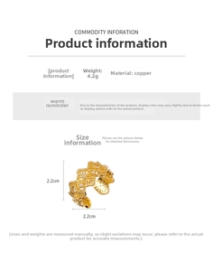 Detailed size and material specs for vintage copper ring with zircon and hollow texture