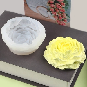 3D Peony flower silicone mold for candles and soaps with realistic floral petal textures
