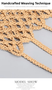 Detailed close-up showing the intricate knit pattern of the handmade cotton rope bucket bag