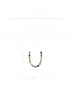Macro detail of rhinestone necklace with multi-colored square crystals weighing 64.9g
