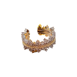 Elegant adjustable crown ring featuring sparkling cubic zirconia in gold and silver finish