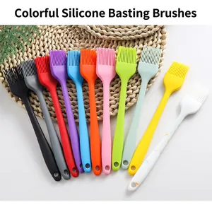 Integrated Silicone Basting Brush Heat Resistant Pastry Brush Hanging Hole BBQ Grilling Multicolor Tool