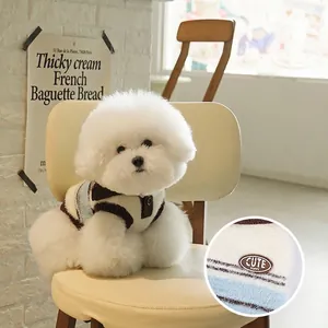 Haustier Pullover Weste Gestreift Polo Revers Weich Strick Warm Winter Kleidung Für Kleine Mittelgroße Hunde Katzen