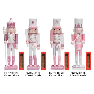 30cm Pink and White Nutcracker King dolls with glitter finish and red gift boxes