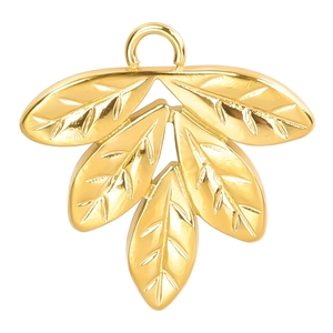 Minimalist 18k gold plated stainless steel leaf cluster pendant for DIY necklaces