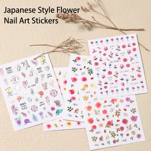 Japanese Style Fresh Floral Nail Art Stickers Self Adhesive Summer Rose Daisy Designs Women Girls DIY Manicure Decoration