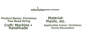Detailed specifications for plastic Christmas tree bead string used for holiday decorations