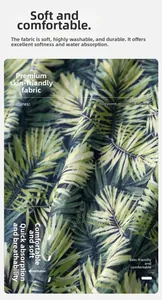 Close-up of palm leaf print fabric with honeycomb texture and quick-dry breathability