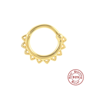 Gold plated S925 sterling silver hoop piercing with triangle hollow design for nose or ear