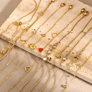 Bracelets réglables élégants en acier inoxydable plaqué or 18 carats avec zircon et émail