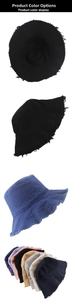 Frayed edge detail on colorful cotton canvas bucket hats showing multiple vibrant options