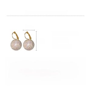 Detailed size specifications of sparkling rhinestone ball earrings in 3.3cm by 1.9cm dimensions