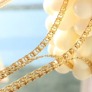 Elegant 18k gold plated stainless steel interlocking link necklace with twisted texture