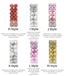 Detail of 24pcs 4cm Christmas balls in various finishes like matte, shiny, and glitter