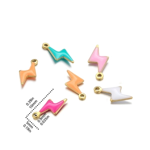 Colorful lightning bolt enamel pendants in 10mm size for DIY jewelry making sets