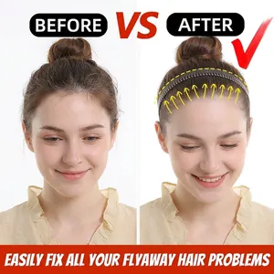 Invisible black hair comb headband before and after comparison for neat hair styling