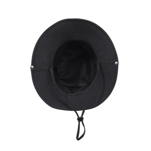 Chapeau de soleil noir d'extérieur avec large bord, doublure en maille et mentonnière