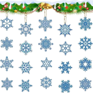 Christmas Snowflake DIY 5D Diamond Painting Keychain Kit Acrylic Rhinestone Mosaic Hanging Decoration Winter Art Craft