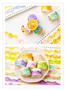 Close-up of pastel cloud pattern washi tape with dreamy aesthetic for journaling