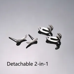 Punk style detachable curved hook earrings in polished metal for a hip-hop look