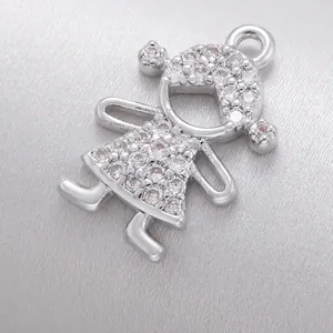 Detailed view of girl-shaped zircon pendant with 14.5x9mm dimensions for DIY jewelry