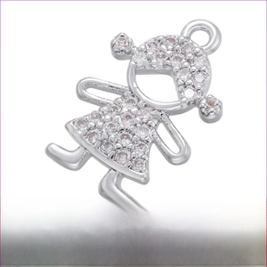Detailed view of girl-shaped zircon pendant with 14.5x9mm dimensions for DIY jewelry