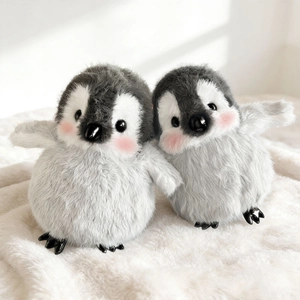 Süßes Pinguin Plüschtier Stofftier Weiche Lange Pelzpuppe Für Kinder Geburtstagsgeschenke Zimmer Dekor Grau Weiß