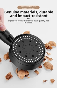 Durable black ABS handheld shower head crushing a walnut to show high impact resistance