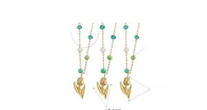 Detail showing crystal beads and tulip pendant dimensions for gold plated necklace