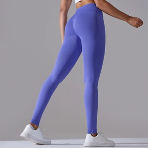 Seamless high waisted purple yoga leggings for women with breathable knit fabric for fitness