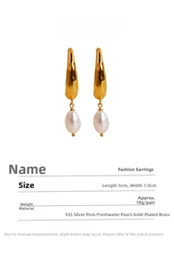 Detailed product specifications for vintage pearl earrings with 925 silver needles