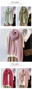 Vertical lookbook of wrinkled cotton linen scarves showing colors and raw edges