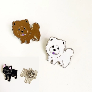 Broches en émail de chien en alliage de zinc avec Chow Chow et Bulldog et fermoirs