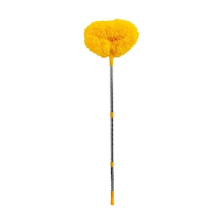 Yellow telescopic microfiber ceiling fan duster with extendable silver metal handle