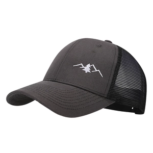 Outdoor breathable baseball cap with mountain embroidery and black mesh back