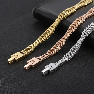 Men Stainless Steel Necklace Irregular Wave Wheat Chain Franco Link Punk Hip Hop Fashion Jewelry Gift For Him