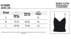 Tableau des tailles détaillé pour le crop top moulant avec mesures et dimensions