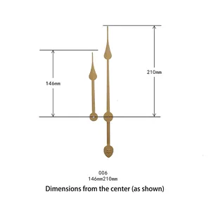 Goldenes Quarz-Uhrzeiger-Set Modell 006 mit 210mm Minuten- und 146mm Stundenzeigern
