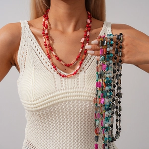 Collier Long À Rangs Bohème Perles Coquillage Naturel Verre Vintage Ethnique Bijoux Faits Main Pour Femmes Vacances
