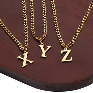 Minimalist 18K gold plated stainless steel necklaces with alphabet letter pendants