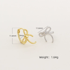 Elegant S925 sterling silver bow knot hoop earrings in gold and silver finish
