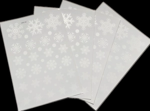 Détail de 4 feuilles de stickers statiques de flocons de neige blancs pour vitrine Noël