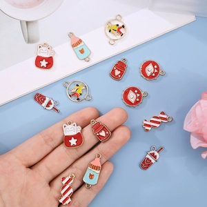 Set of 10 red enamel alloy charms for DIY necklaces bracelets earrings and hair accessories