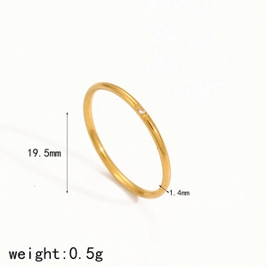 Detailed specs of gold crystal ring showing 19.5mm diameter and 0.5g weight info