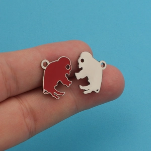 Creative stainless steel buffalo pendants with red enamel finish and small ring loop